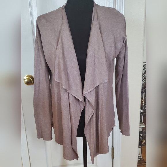 H&M Basic waterfall cardigan, lightweight, long sleeve, taupe brown sz S - Picture 1 of 6